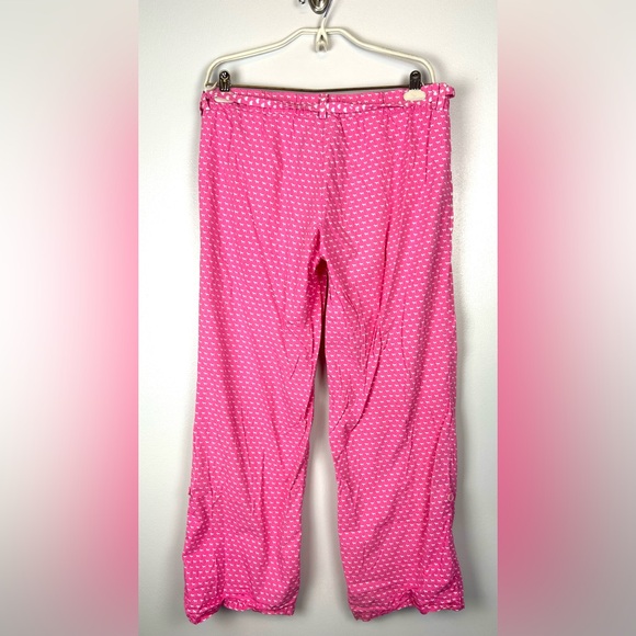 Y2K Victorias Secret PINK Pajama Pants Medium Dog Hearts Belted Roll Up Cotton - Picture 7 of 9